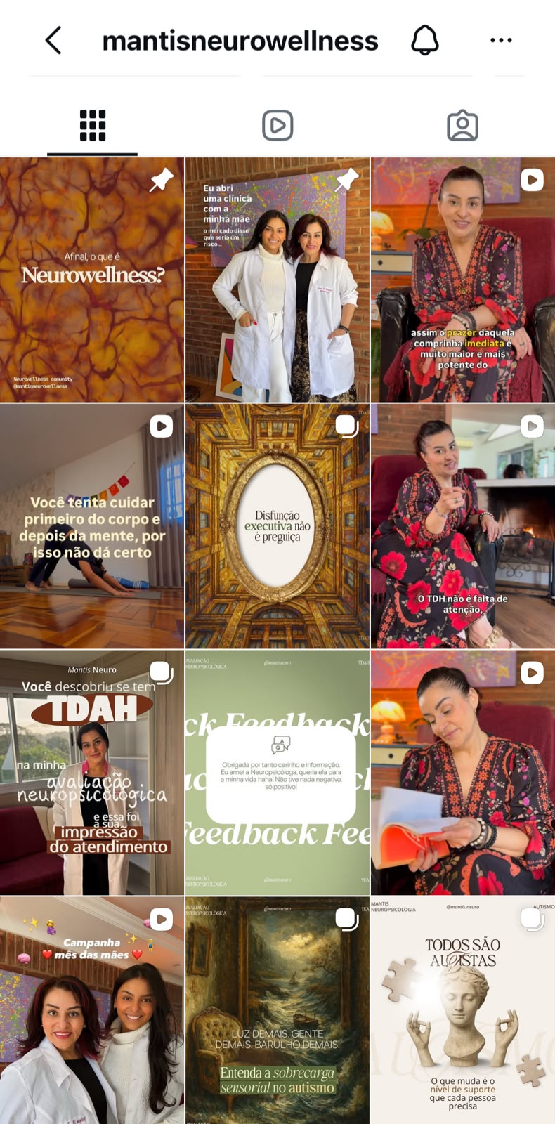 Feed do Instagram da Mantis Neurowellness